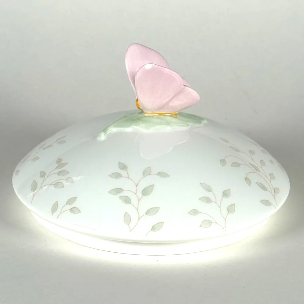 Lenox Butterfly Meadow Large Canister Louise Le Luyer Porcelain Pink Butterfly
